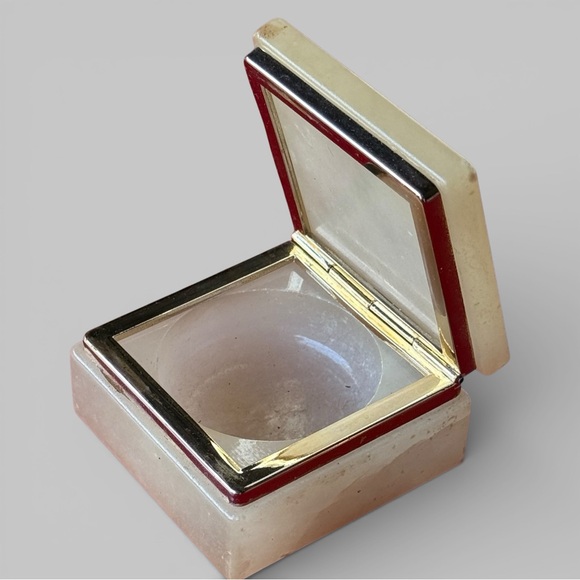 Vintage Italian Alabaster Floral Trinket Box - Picture 2 of 5